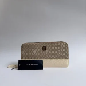 TOMMY HILFIGER BREFCASE MONOGRAM BEIGE WHIT ZIPPER