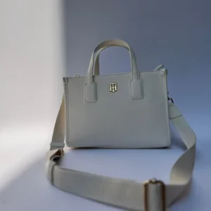 TOMMY HILFIGER TOTE BAG  STRAP WHITE SMALL