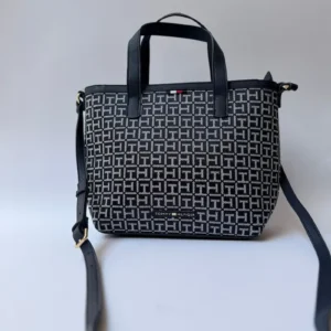 TOMMY HILFIGER TOTE BAG TRADITIONAL BLUE-WHITE MEDIUM